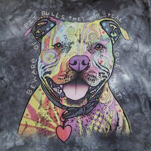 Graphic T-Shirt Pitbull Dog XL The Mountain Long Sleeve Tie Dye Unisex Russo